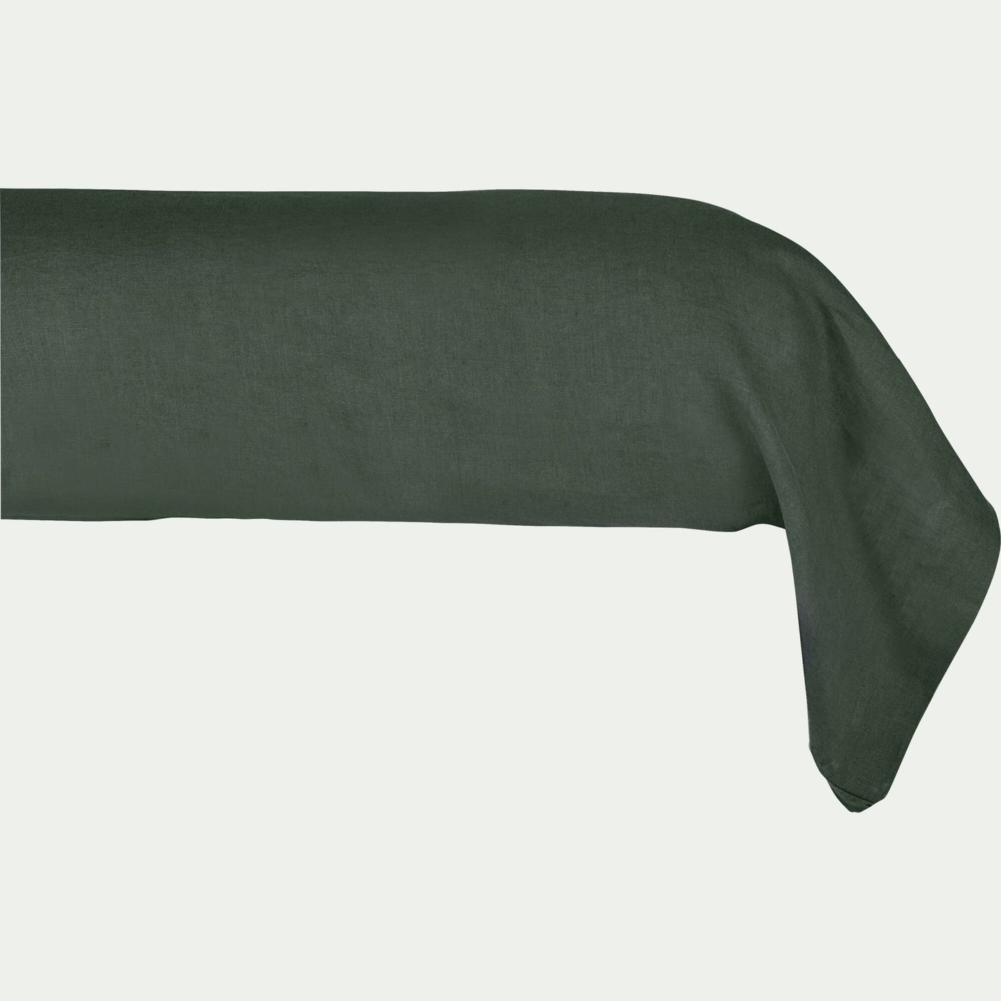 VENCE - Taie de traversin en lin lavé - vert cèdre 45x190cm