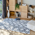 BARNABE - Tapis en coton à motif inspiration berbère - blanc écru et noir 140x200cm