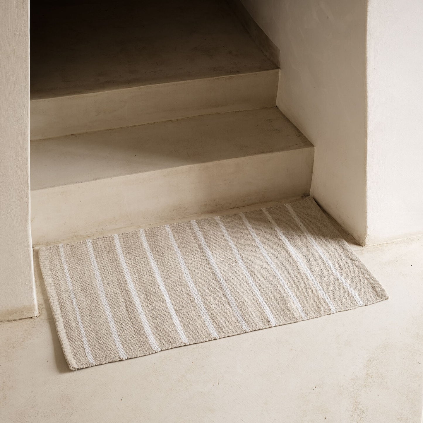BAYA - Tapis en coton à rayure 50x80cm - beige