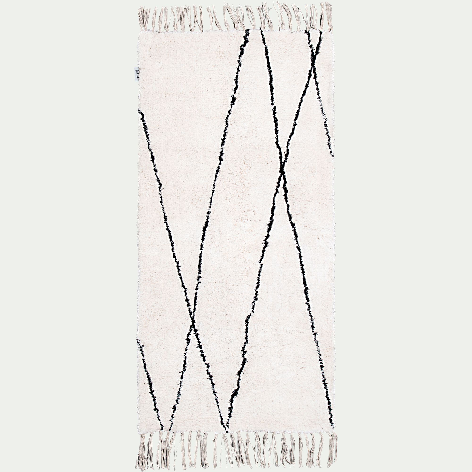 BENISSE - Tapis à motifs géométriques en coton - blanc et noir 60x120cm