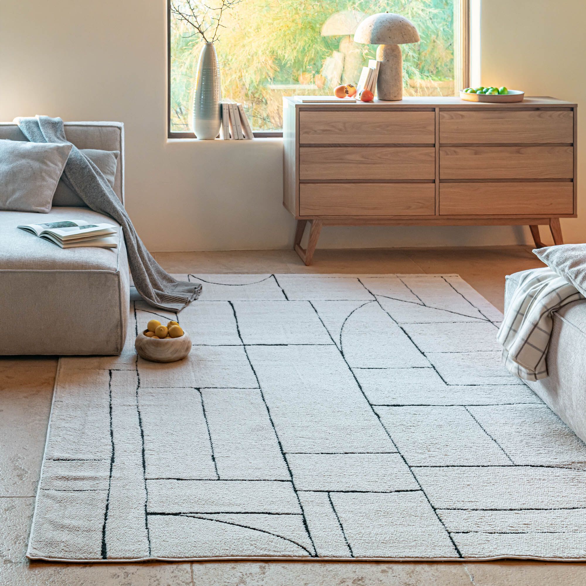 COSA - Tapis à motif asymétrique 200x300cm - blanc