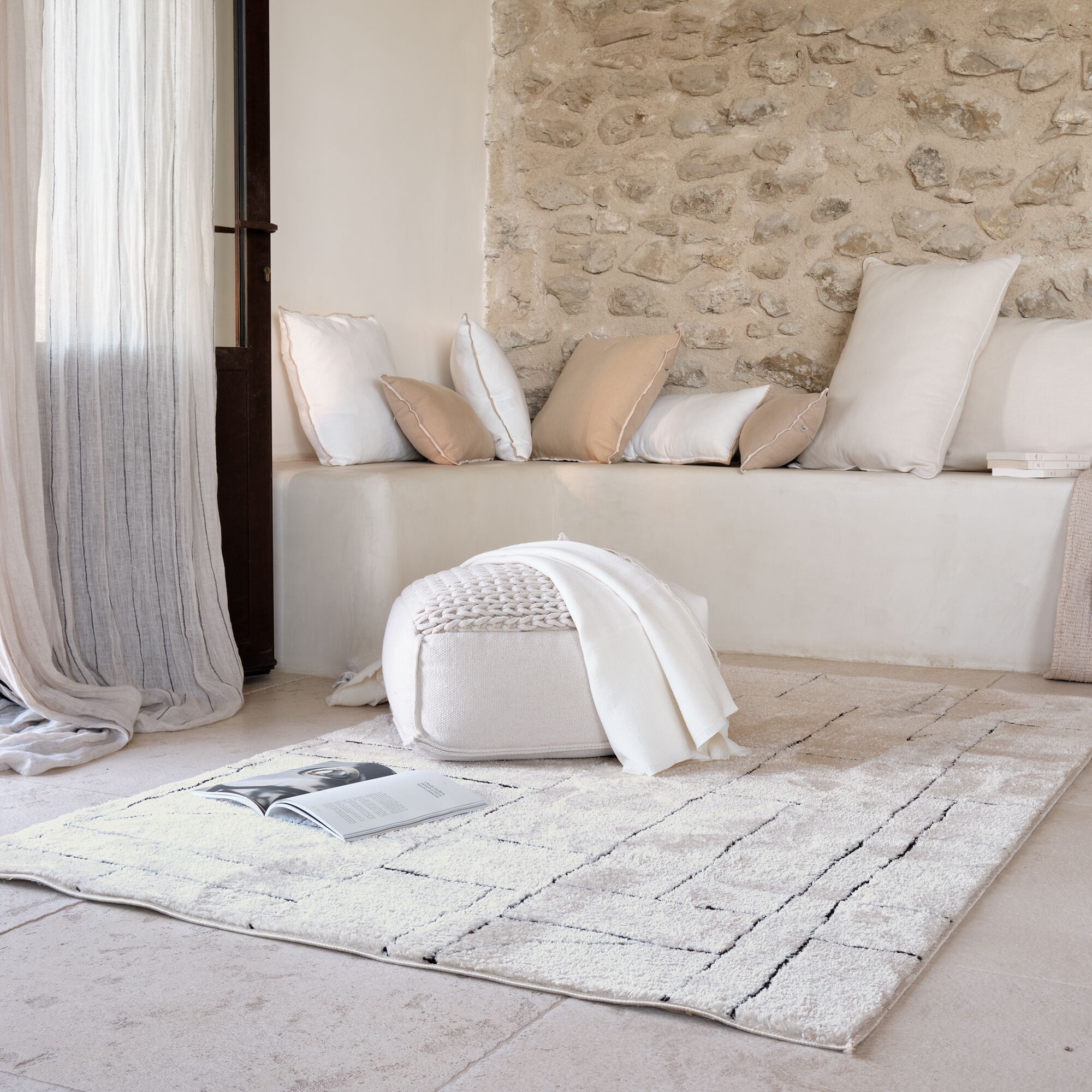 COSA - Tapis à motif asymétrique 133x190cm - blanc