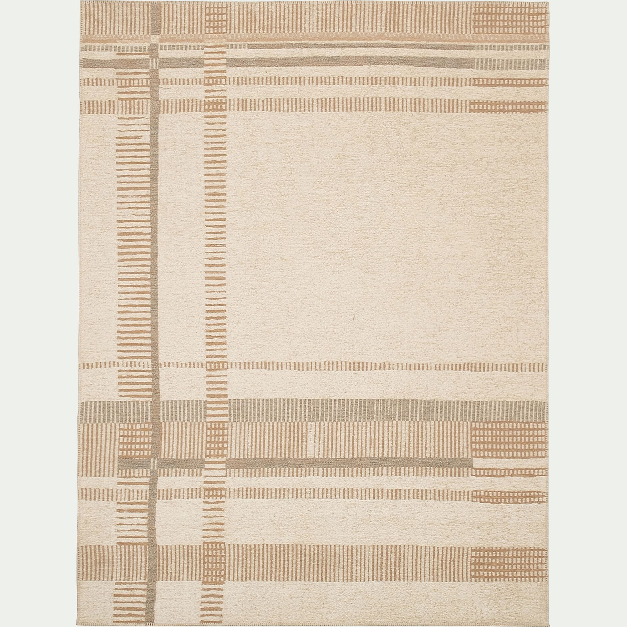 HOMERE - Tapis à motifs linéaires en tissu recyclé 160x230cm - beige