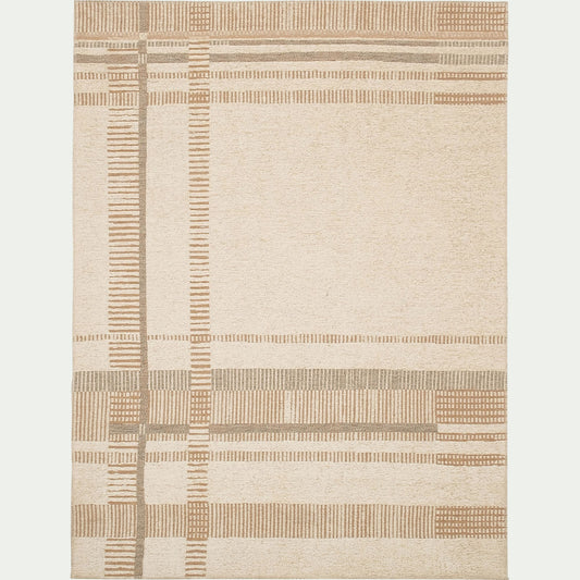 HOMERE - Tapis à motifs linéaires en tissu recyclé 160x230cm - beige