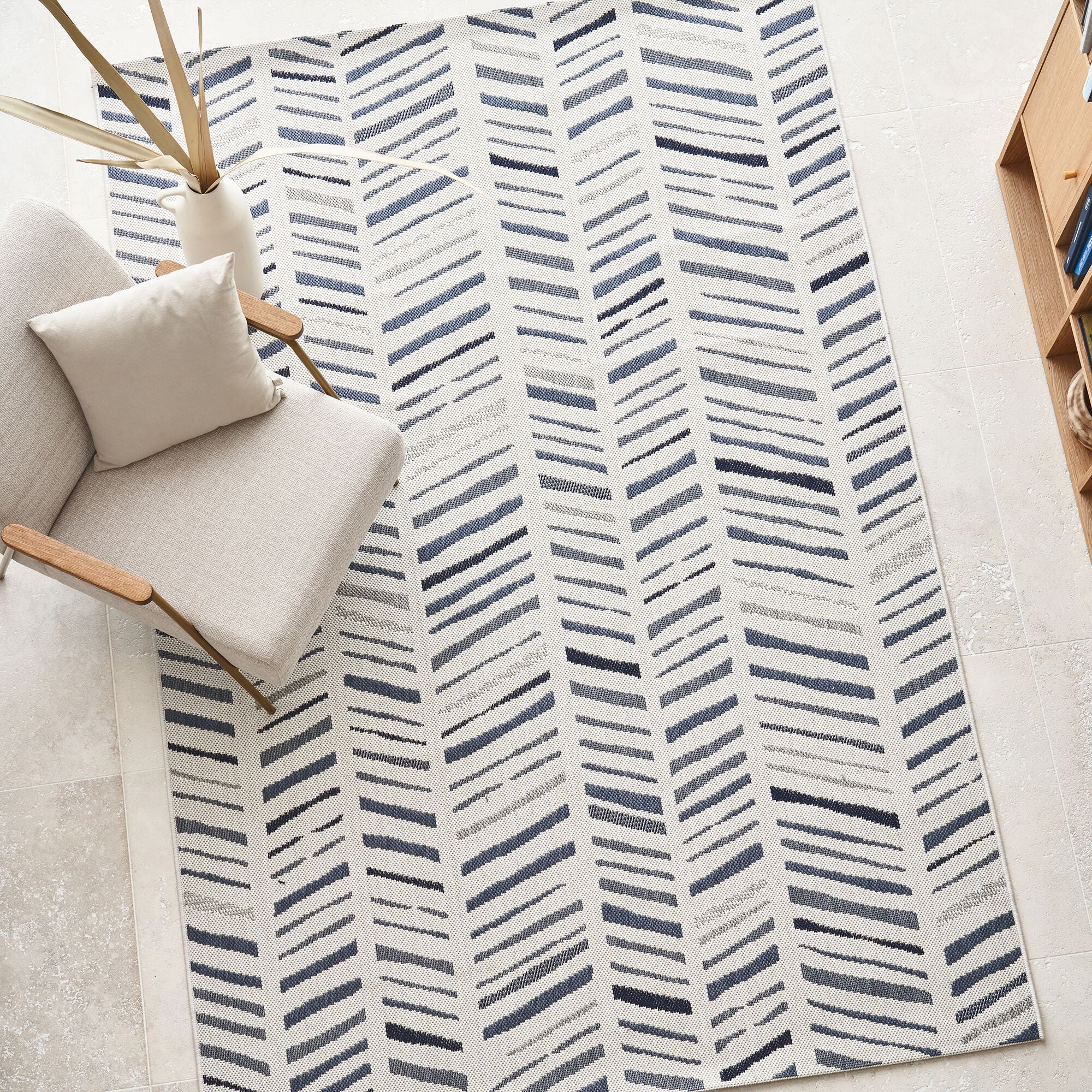 HYERES - Tapis intérieur et extérieur à motifs graphiques 160x230cm - blanc