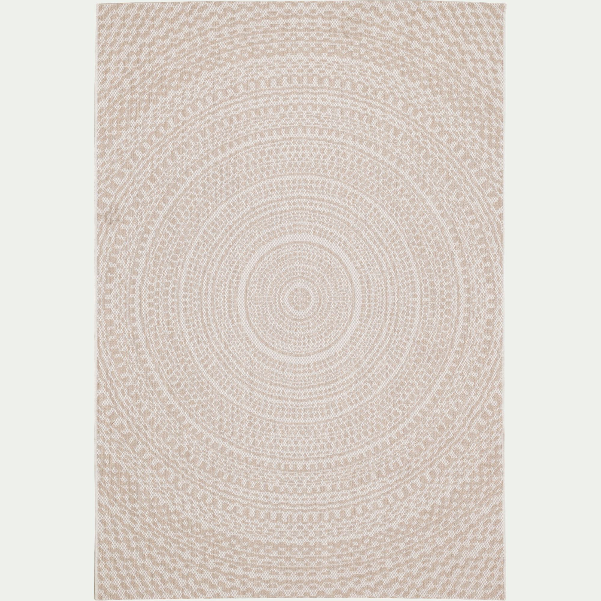 HYPNOSE - Tapis intérieur et extérieur à motifs en tissu recyclé 120x170cm - écru