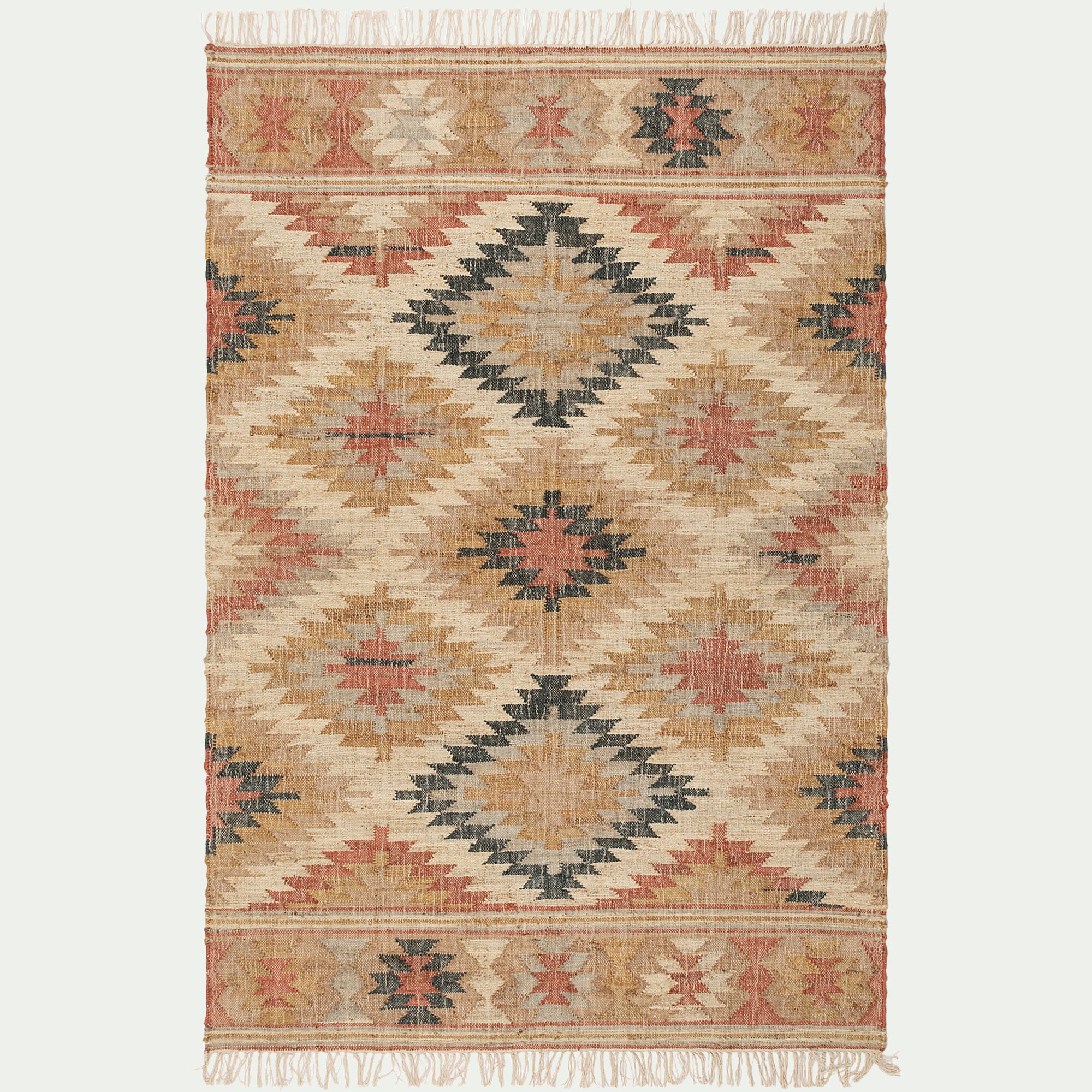 KAIS - Tapis tissé en jute et coton - beige 160x230cm