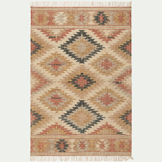 KAIS - Tapis tissé en jute et coton - beige 160x230cm