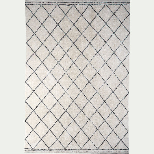 LOSANGE - Tapis inspiration berbère en coton - blanc 300x400cm