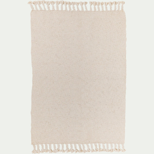 MALA - Tapis à pompons en laine 200x290cm - beige