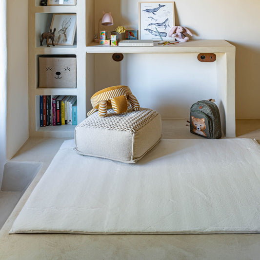 ROBIN - Tapis imitation fourrure - blanc ventoux 100x150cm