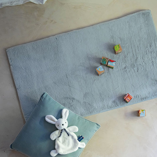 ROBIN - Tapis imitation fourrure - bleu calaluna 60x110cm