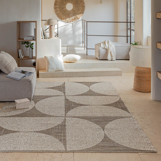 RULI - Tapis intérieur extérieur à motif géométrique 200x290cm - naturel