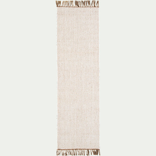 TURAU - Tapis de couloir et laine et jute - blanc 60x200cm