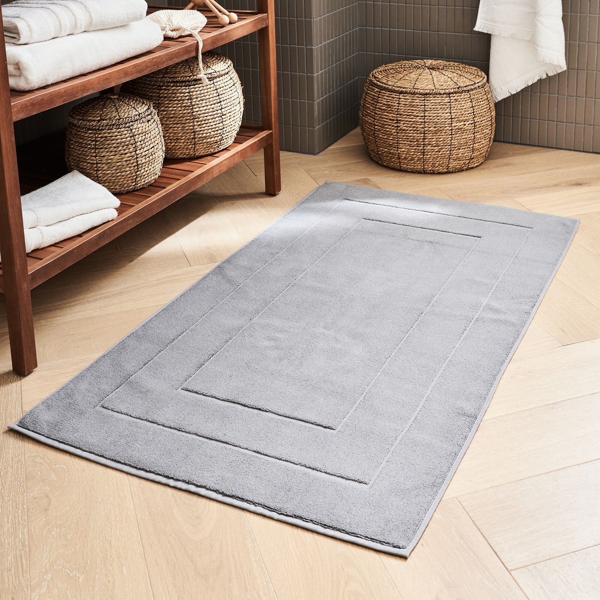 AZUR - Tapis de bain en coton - gris restanque 60x110cm