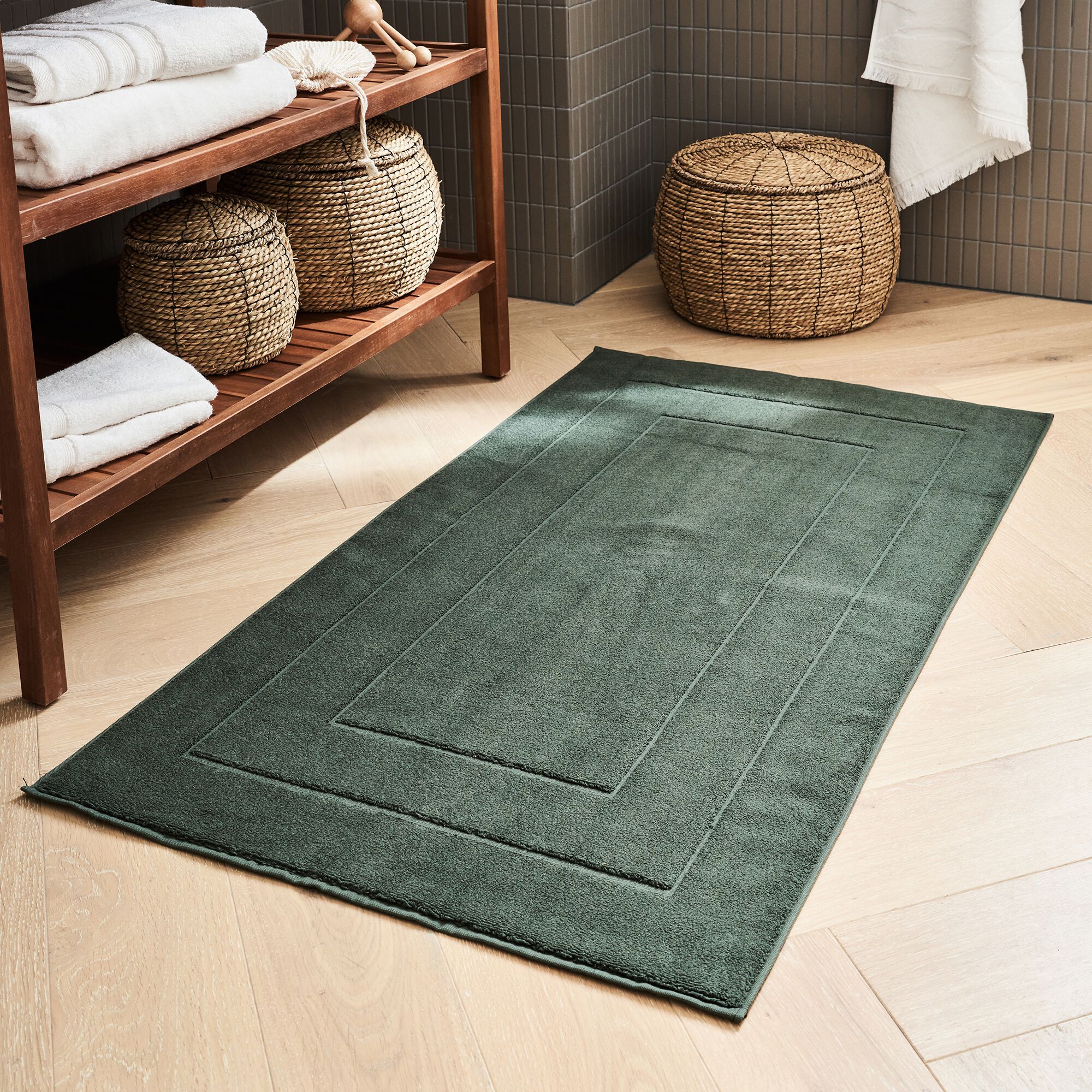 AZUR - Tapis de bain en coton - vert cèdre 60x110cm