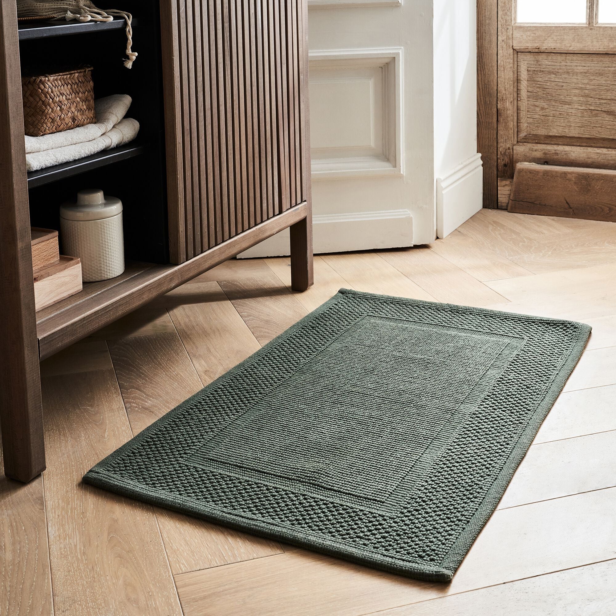 BAGNO - Tapis de bain jacquard en coton 50x80cm - vert cèdre