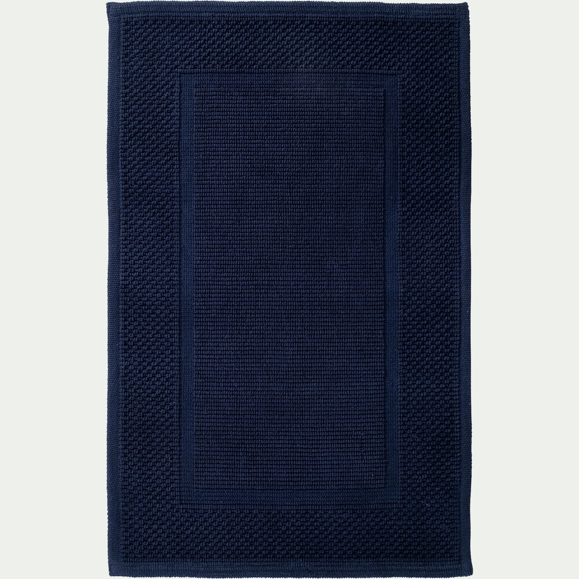 BAGNO - Tapis de bain jacquard en coton 50x80cm - bleu encre