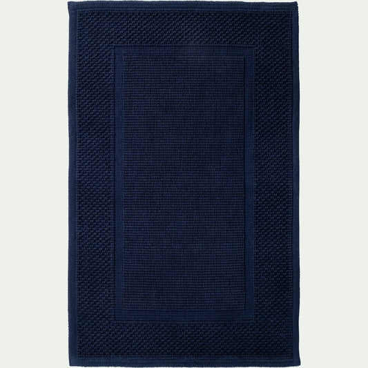 BAGNO - Tapis de bain jacquard en coton 50x80cm - bleu encre