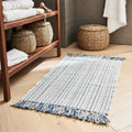 CIELO - Tapis de bain frangé en coton 50x80cm - bleu