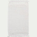 EVORA - Tapis de bain en coton finition crochet et frangées 50x80cm - blanc