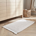EVORA - Tapis de bain en coton finition crochet et frangées 50x80cm - blanc écru