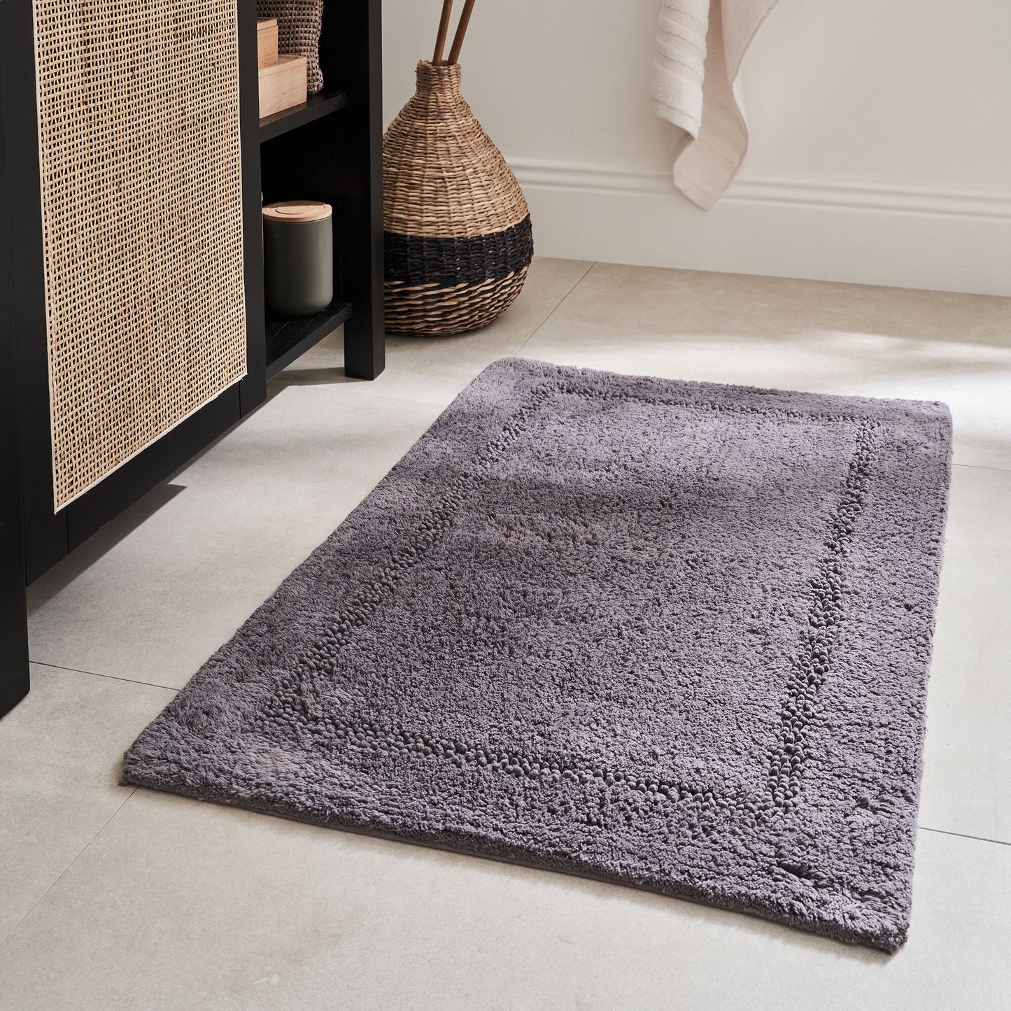 LOUCETA - Tapis de bain en coton 50x80cm - gris restanque