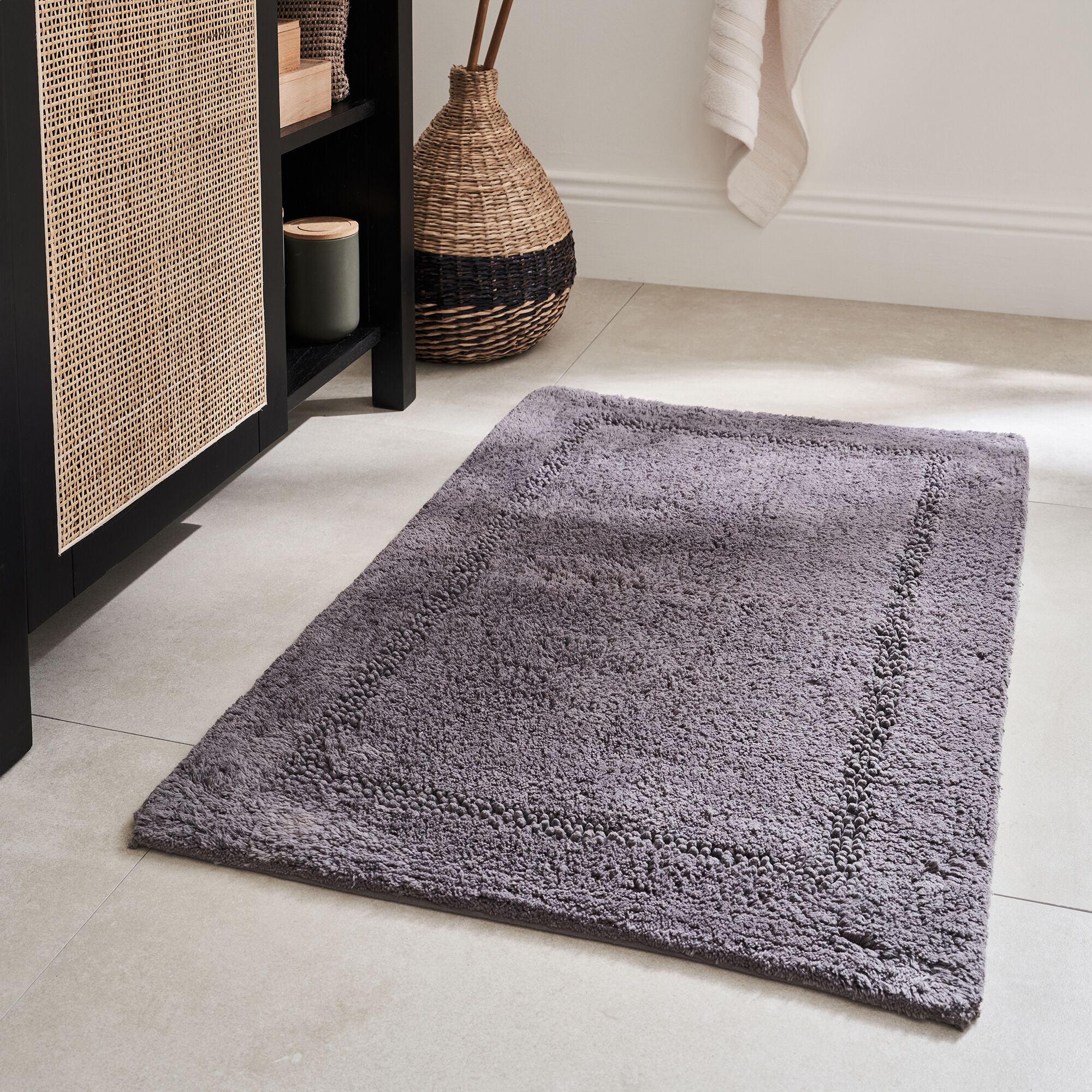 LOUCETA - Tapis de bain en coton 50x80cm - gris restanque