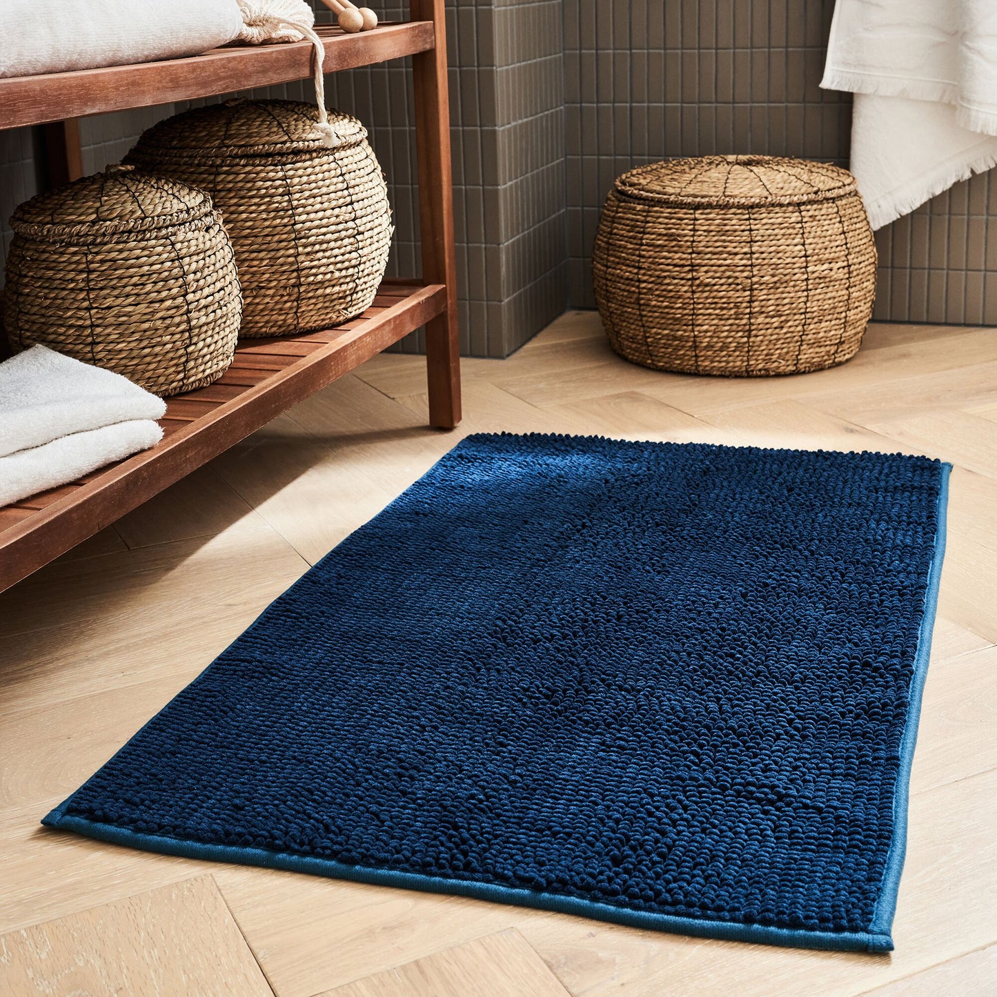 PICUS - Tapis de bain antidérapant 50x80cm - bleu figuerolles
