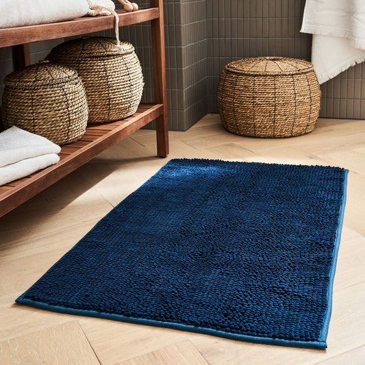 PICUS - Tapis de bain antidérapant 50x80cm - bleu figuerolles