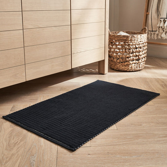 RHODES - Tapis de bain en coton - noir 50x80cm