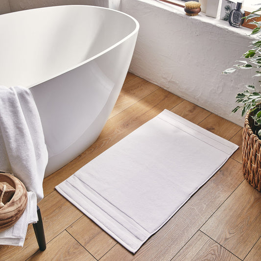 RIVIERA - Tapis de bain qualité hôtelière en coton - blanc 50x80cm