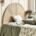 ABELLE - Tête de lit ronde en chêne et rotin L170cm - bois clair