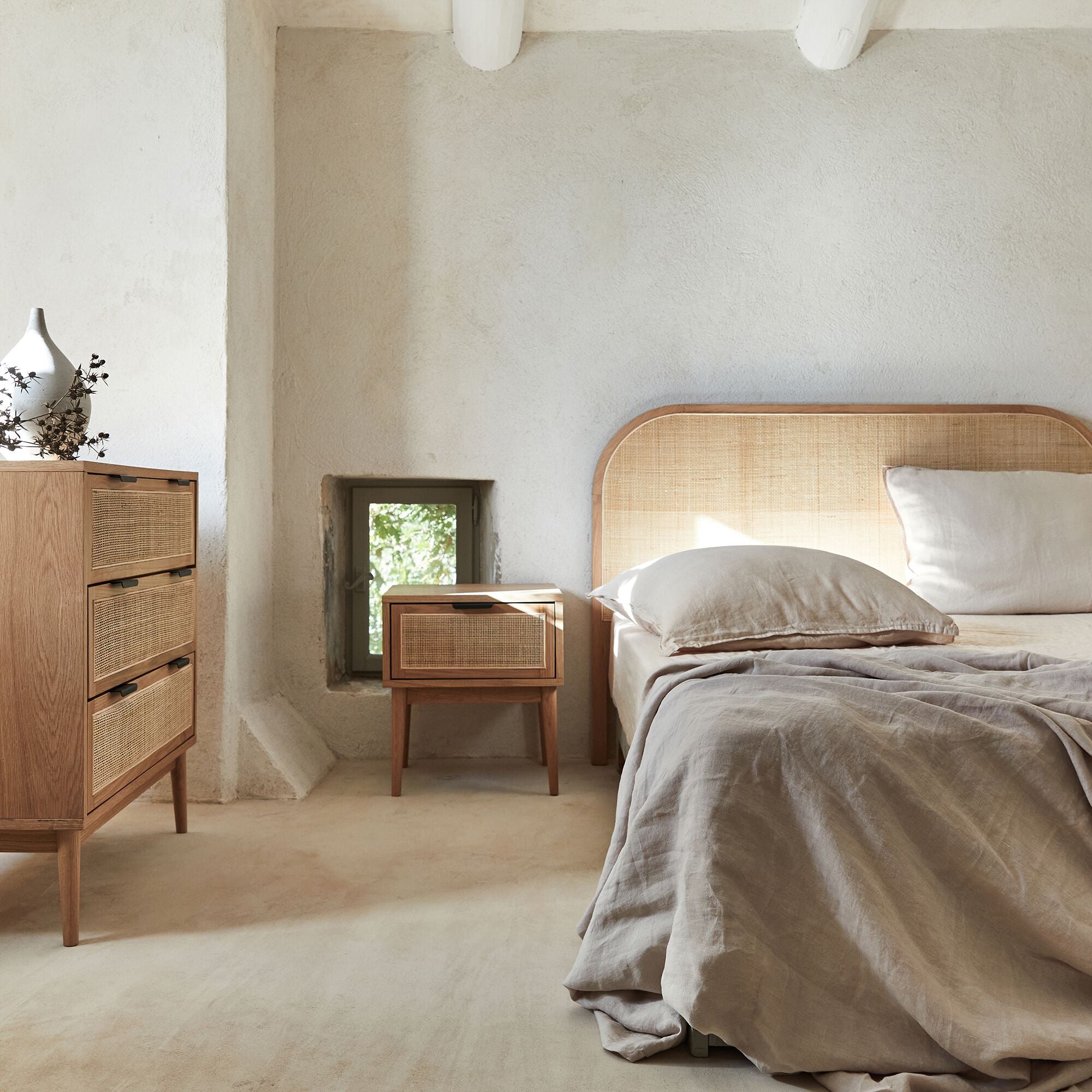 CALLISTA - Tête de lit avec cannage L170cm - bois clair