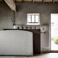 CORTIOU - Tête de lit galbée en tissu - gris clair L170cm