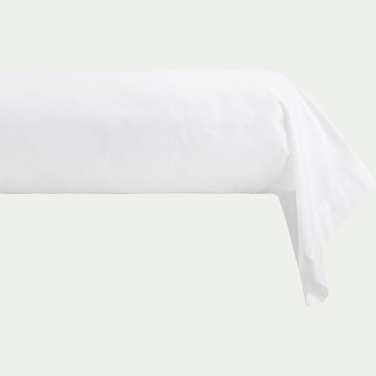 FLORE - Taie de traversin en percale de coton - blanc d'optique 43x190cm