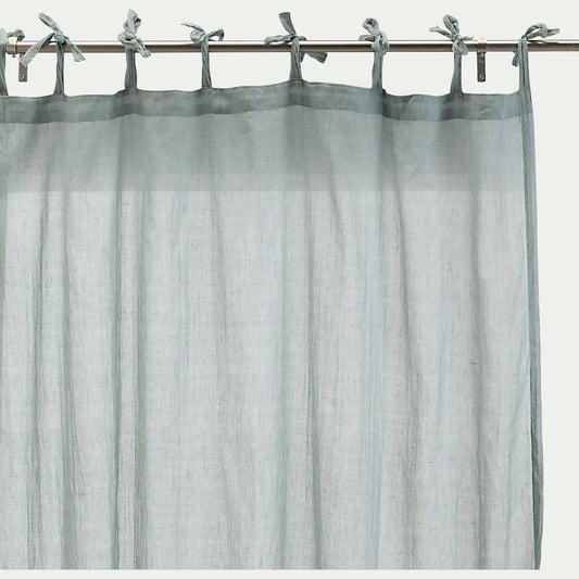 ALBY - Voilage à nouettes en polyester et coton 130x250cm - bleu calaluna