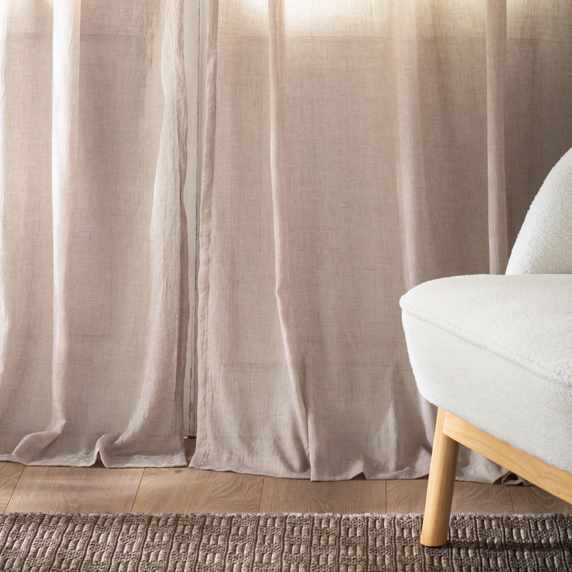 ALBY - Voilage à nouettes en polyester et coton 130x250cm - beige alpilles