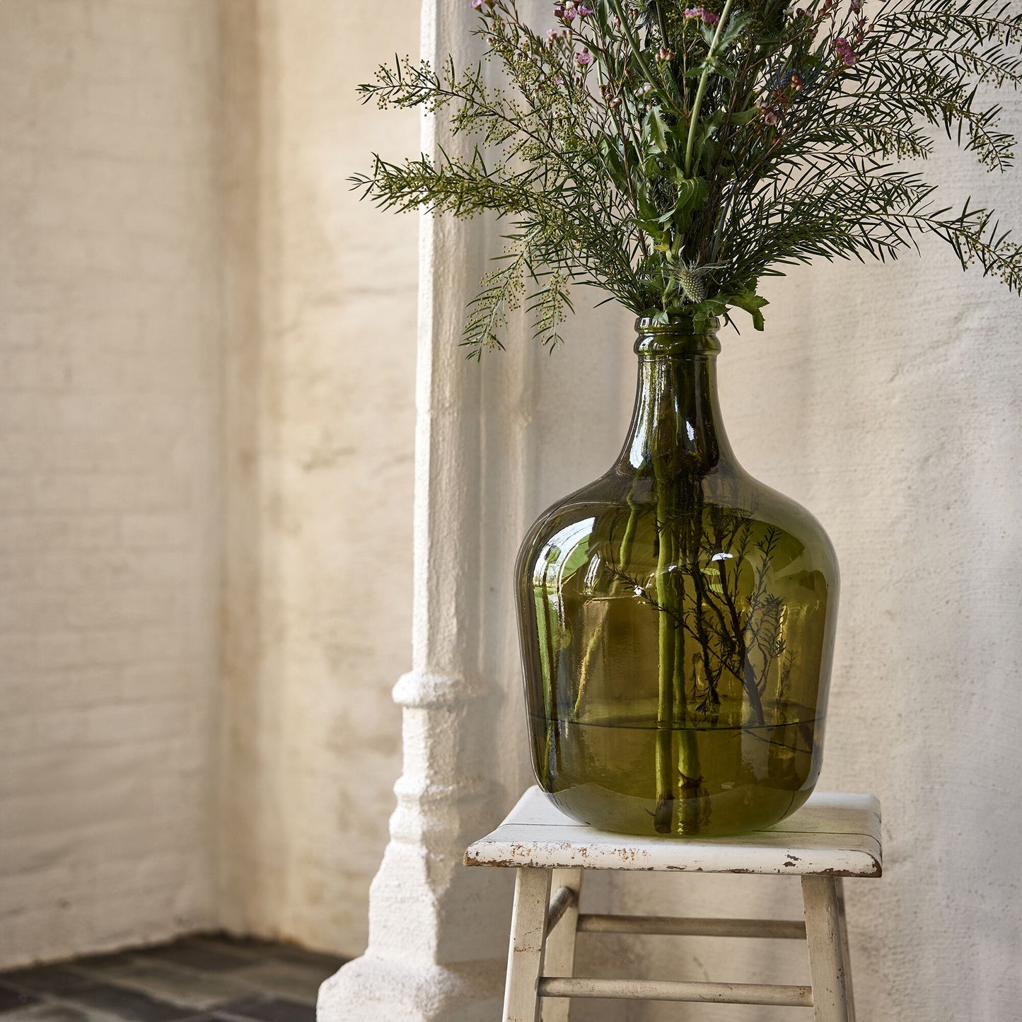 AUBERVILLE - Grand vase en verre recyclé H42cm - vert