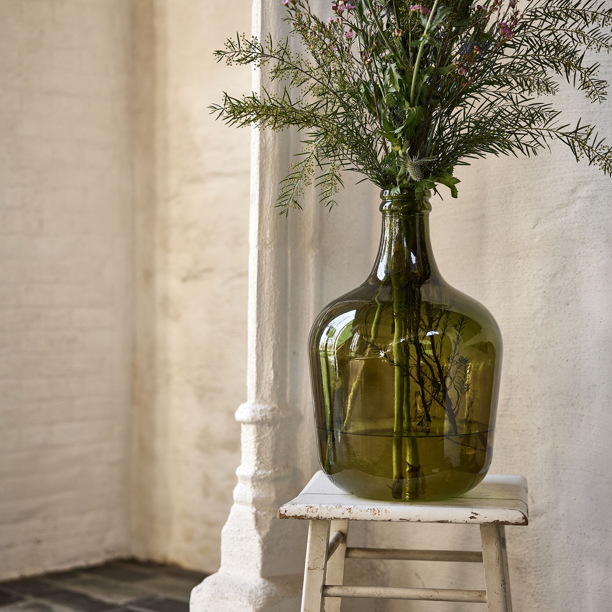 AUBERVILLE - Grand vase en verre recyclé H42cm - vert