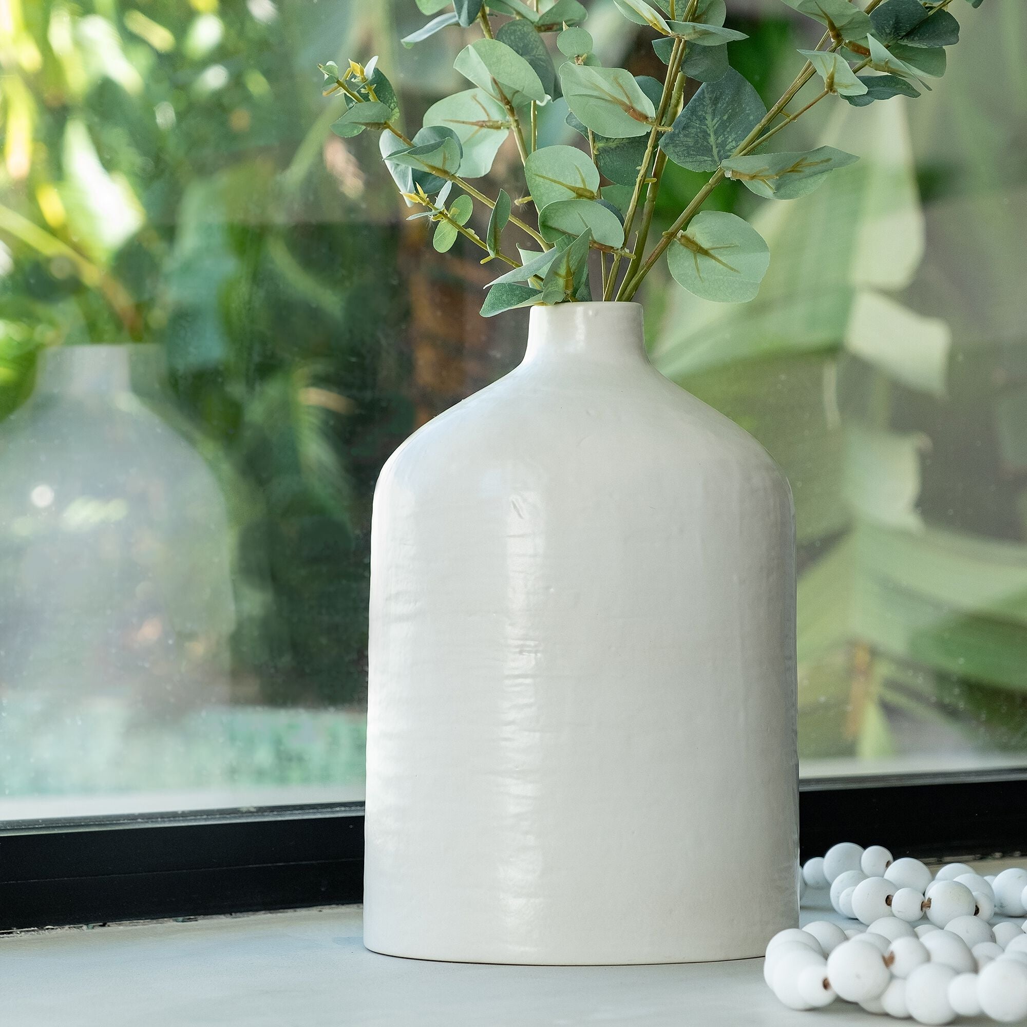 CORRENS - Soliflore en grès céramique H30cm - blanc