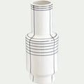 HIMZI - Vase contemporain en céramique à rayures H35cm - blanc