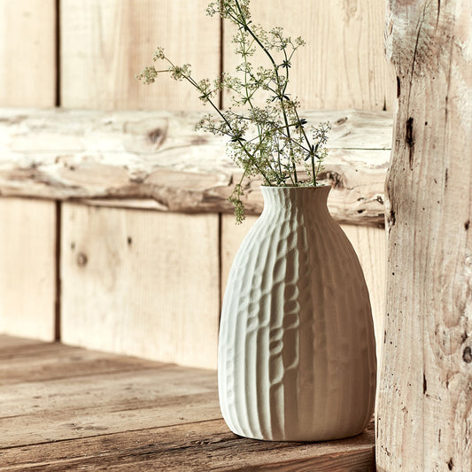 SOMMAREL - Vase classique en faïence texturée H24cm - blanc
