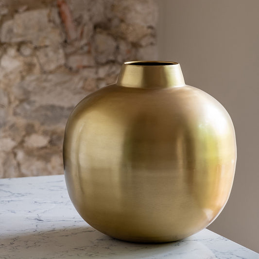 VALAYA - Vase boule en fer H32cm - doré