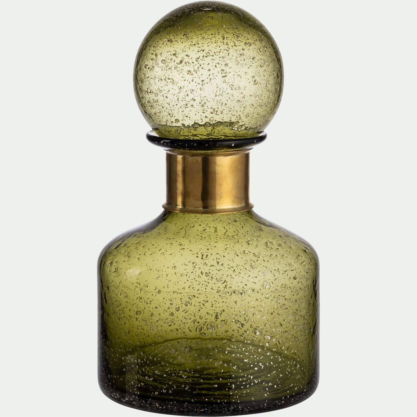 VOTEILLE - Vase bouteille en verre bullé H26cm - vert