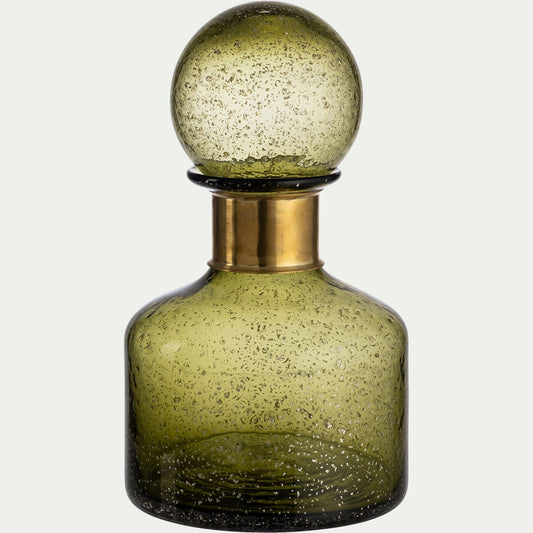 VOTEILLE - Vase bouteille en verre bullé H26cm - vert