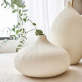 ANAS - Vase boule en faïence strié H20cm - blanc