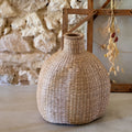 ANTELIAS - Vase boule en herbes marines tressées H46cm - naturel