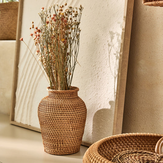 ARLAY - Vase en rotin H20cm - naturel