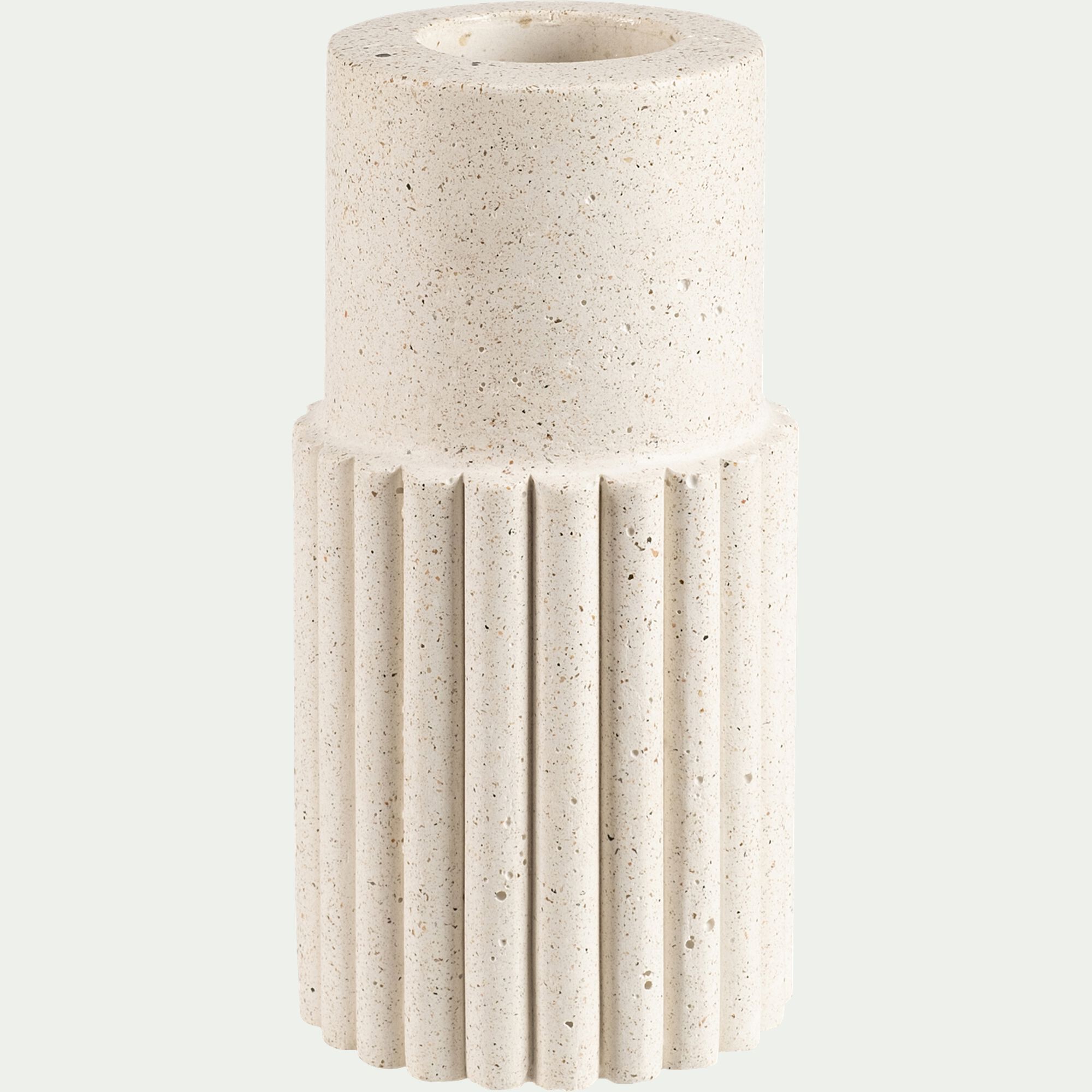 CALLELONGUE - Vase tube en béton à relief H21cm - blanc